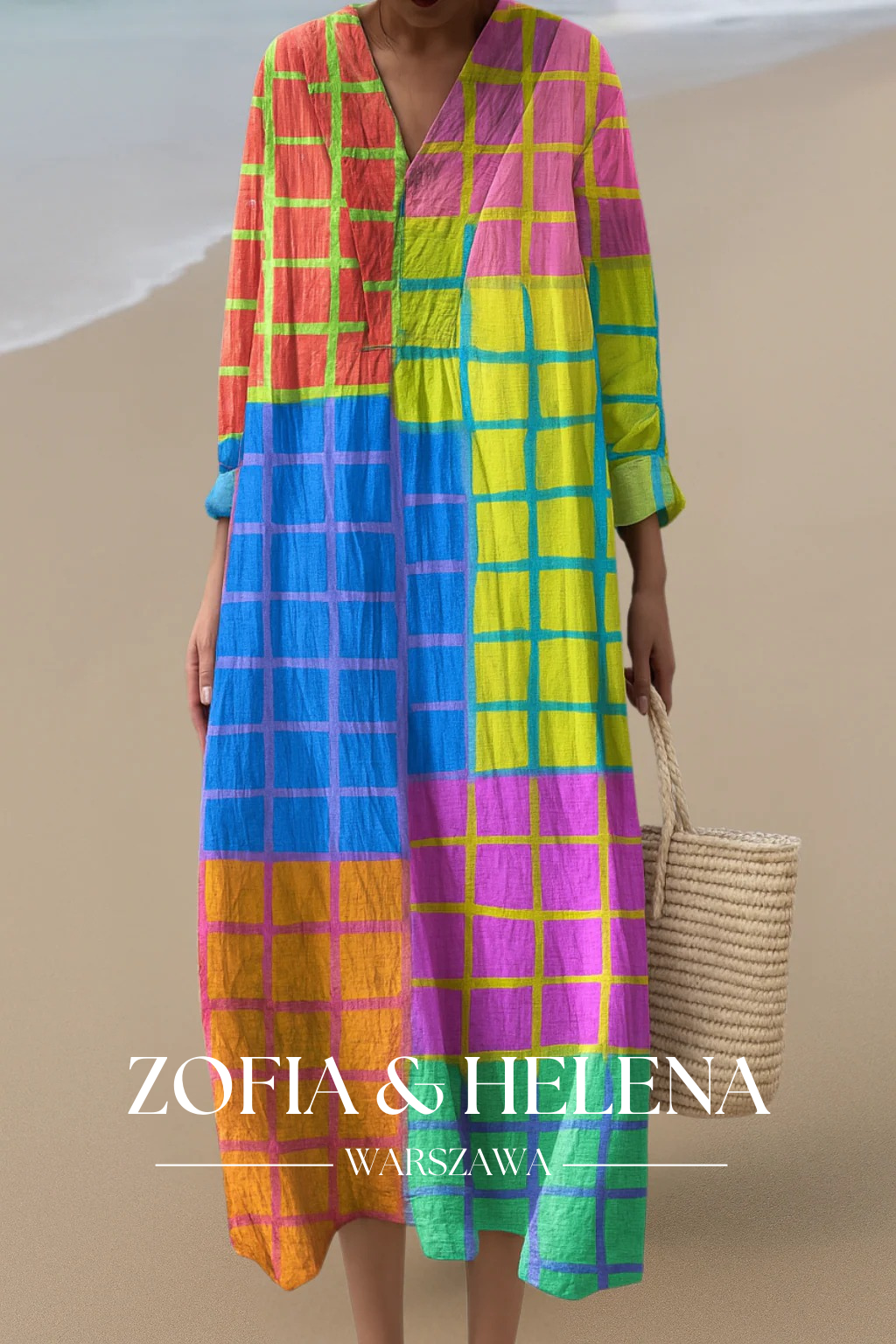 SOFIE | Kolorowa siatka Maxi-sukienka – błyszcząca energia, wygodny krój