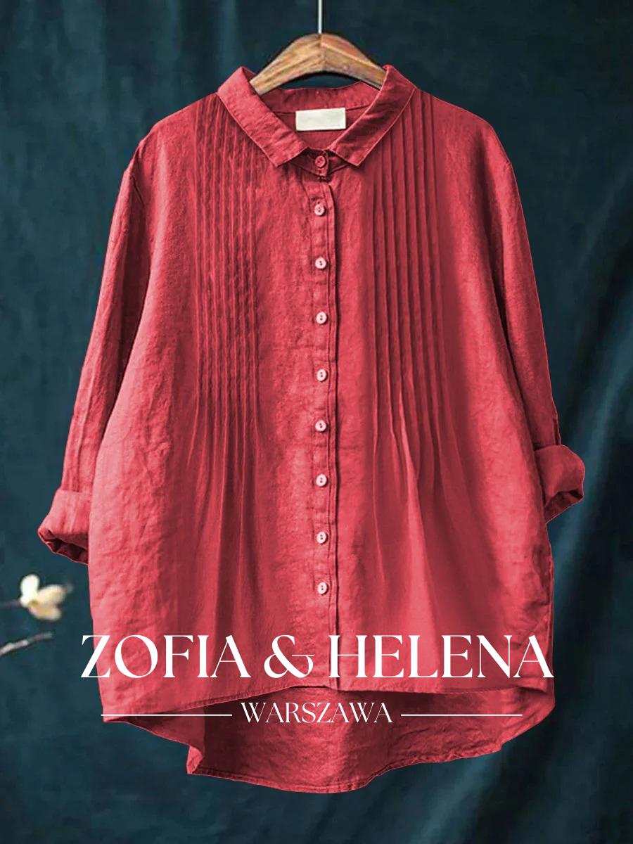 Koszula z bawełny i lnu jednokolorowa dla kobiet