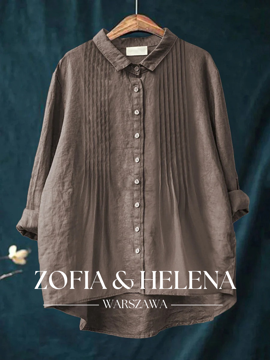 Koszula z bawełny i lnu jednokolorowa dla kobiet