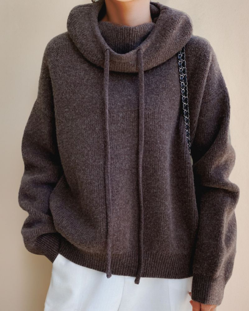 ALIZÉE MERINO - SWETER Z WEŁNY Z KOŁNIERZYKIEM