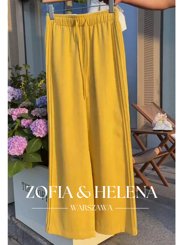 Damskie spodnie casualowe z szerokimi nogawkami