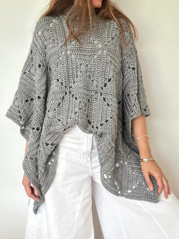 Damski sweter dzianinowy z rękawem nietoperza