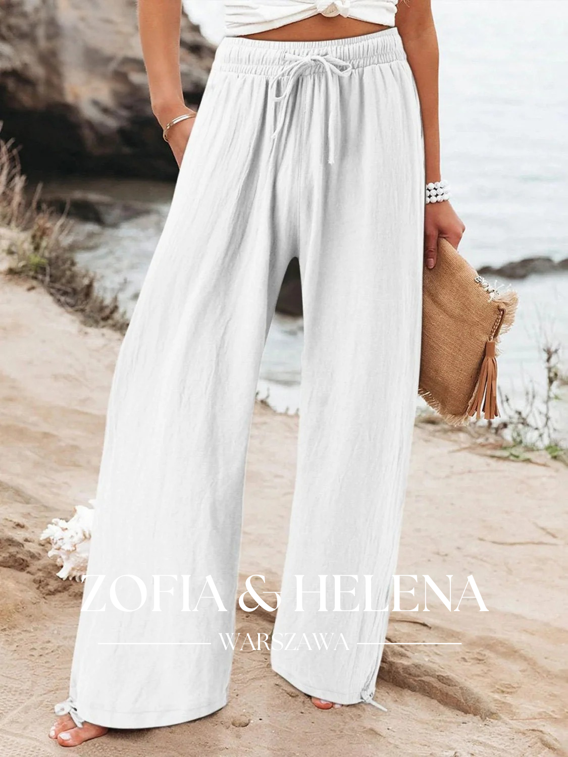 Damskie Spodnie Casual z Szerokimi Nogawkami