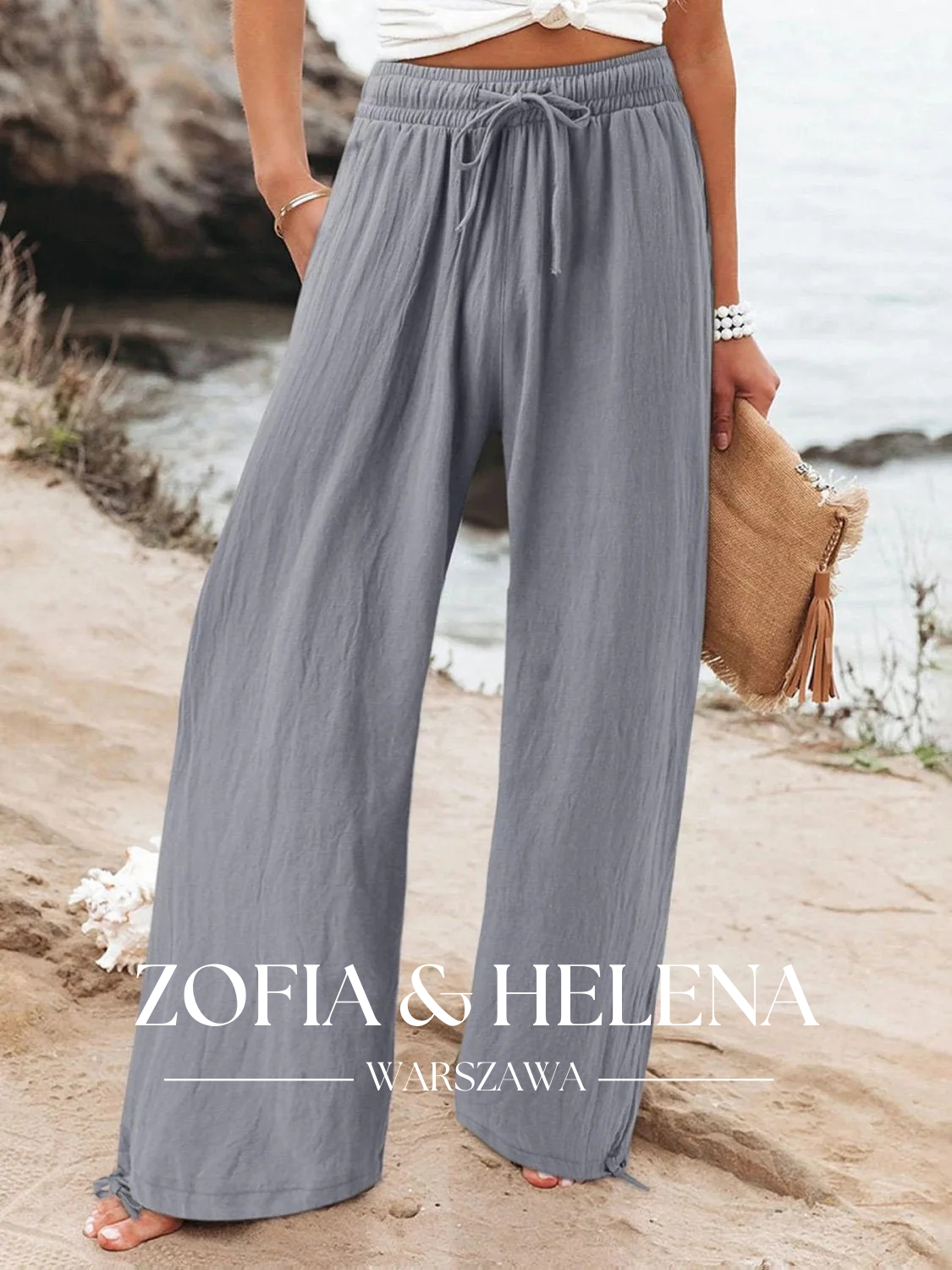 Damskie Spodnie Casual z Szerokimi Nogawkami