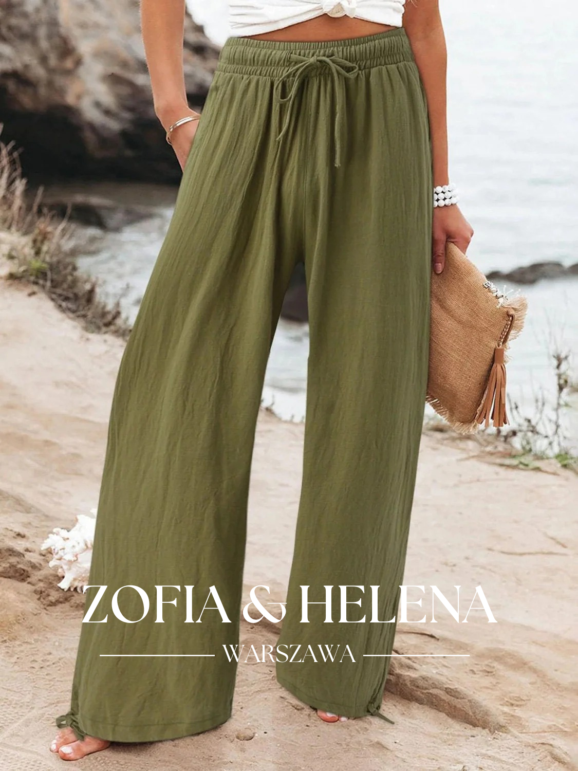 Damskie Spodnie Casual z Szerokimi Nogawkami