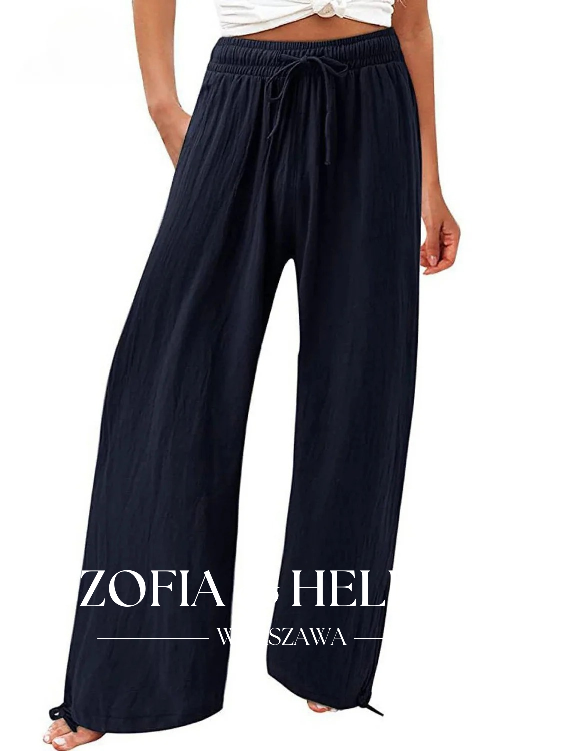 Damskie Spodnie Casual z Szerokimi Nogawkami