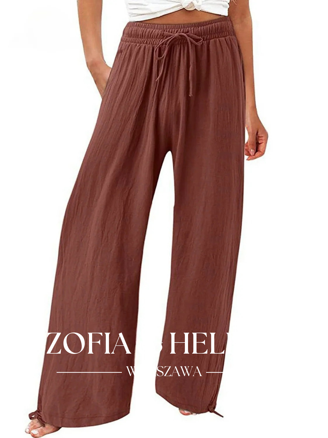 Damskie Spodnie Casual z Szerokimi Nogawkami