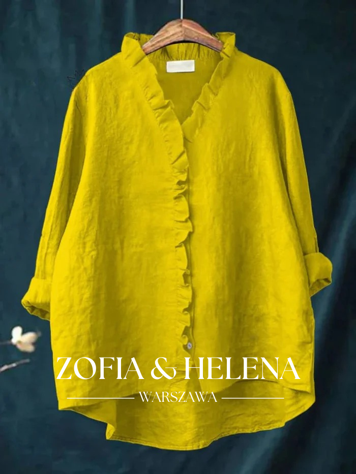 Koszula z falbanami z bawełny i lnu dla kobiet