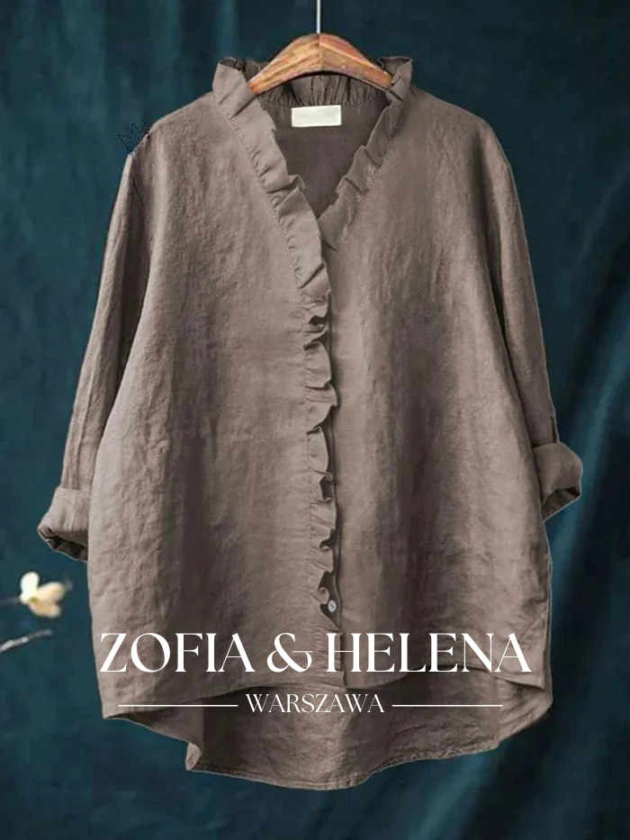 Koszula z falbanami z bawełny i lnu dla kobiet