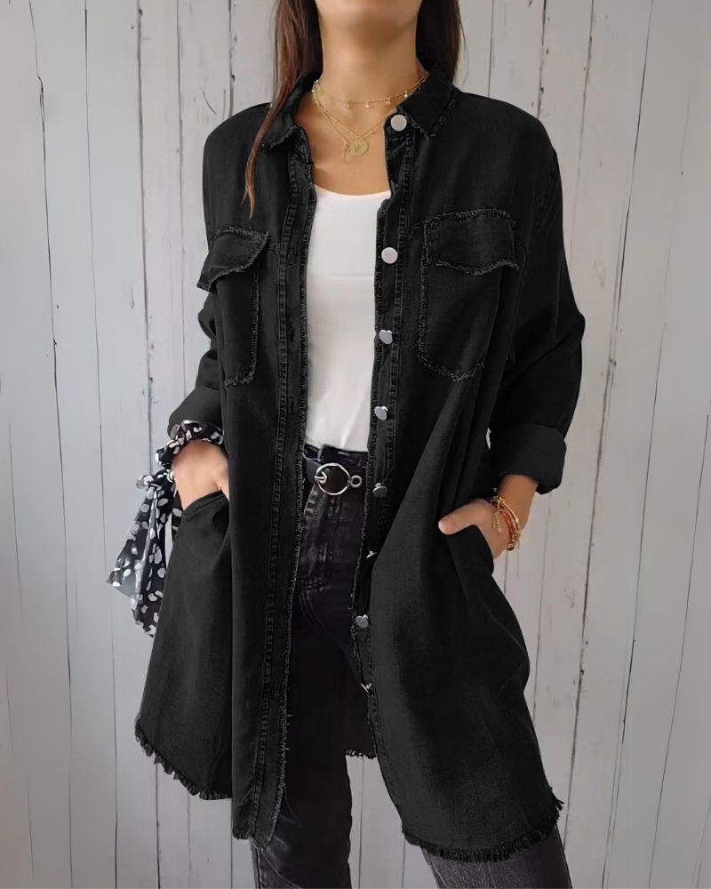 ELSSIA - Wygodna kurtka koszulowa z denimu