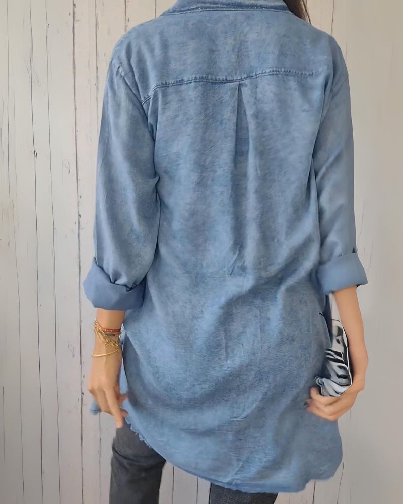 ELSSIA - Wygodna kurtka koszulowa z denimu