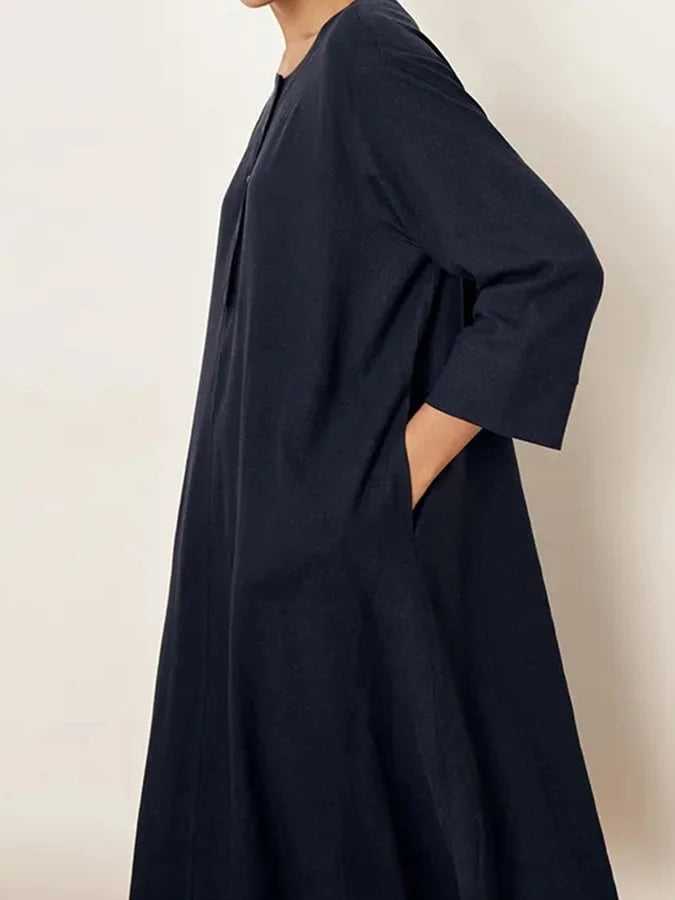 Damska jednolita sukienka lniana