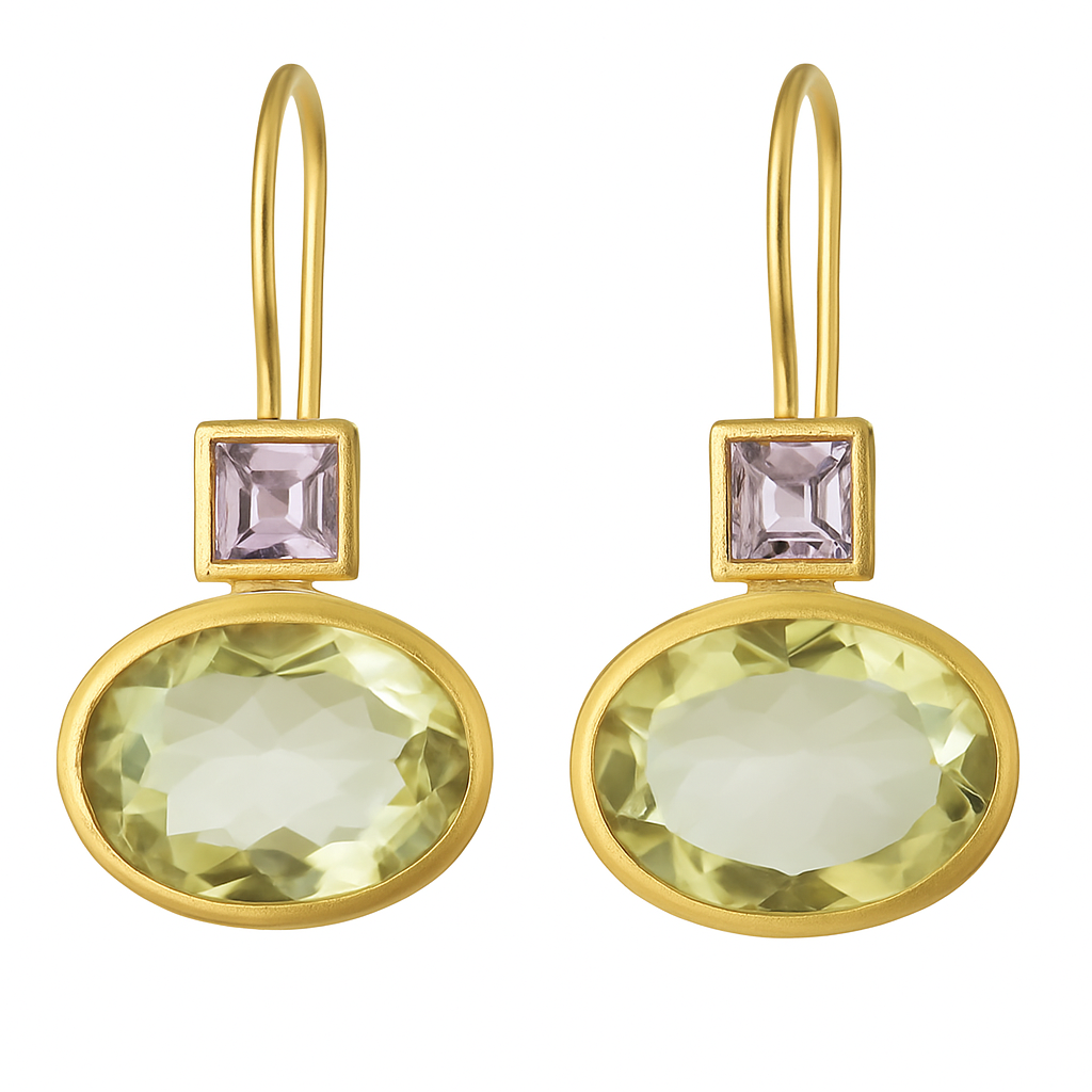 Retro Zielone Kryształowe Kolczyki