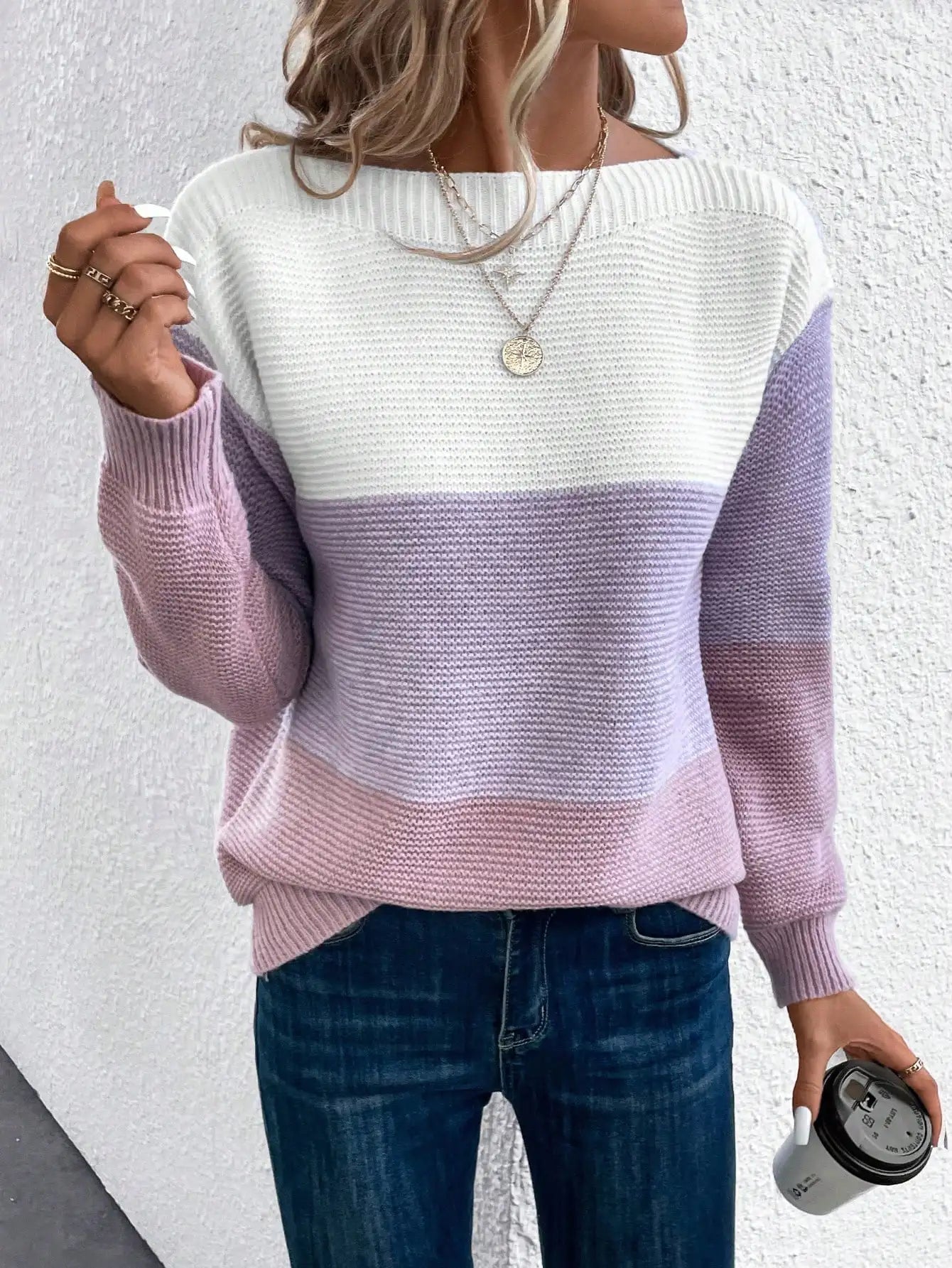Daphne - Ombre Sweter Robiony Na Drutach