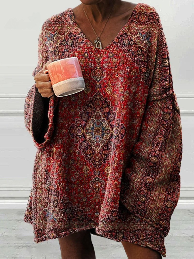 Damski sweter casualowy z nadrukiem vintage