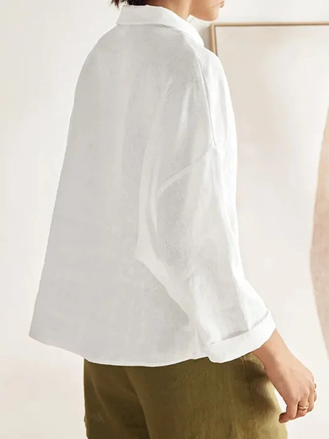 Kobieca lniana koszula z długim rękawem