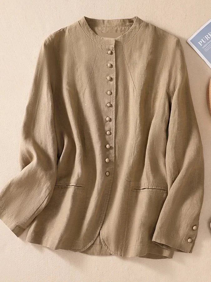 Bawełniany cienki luźny garnitur z mandarynkowym kołnierzem