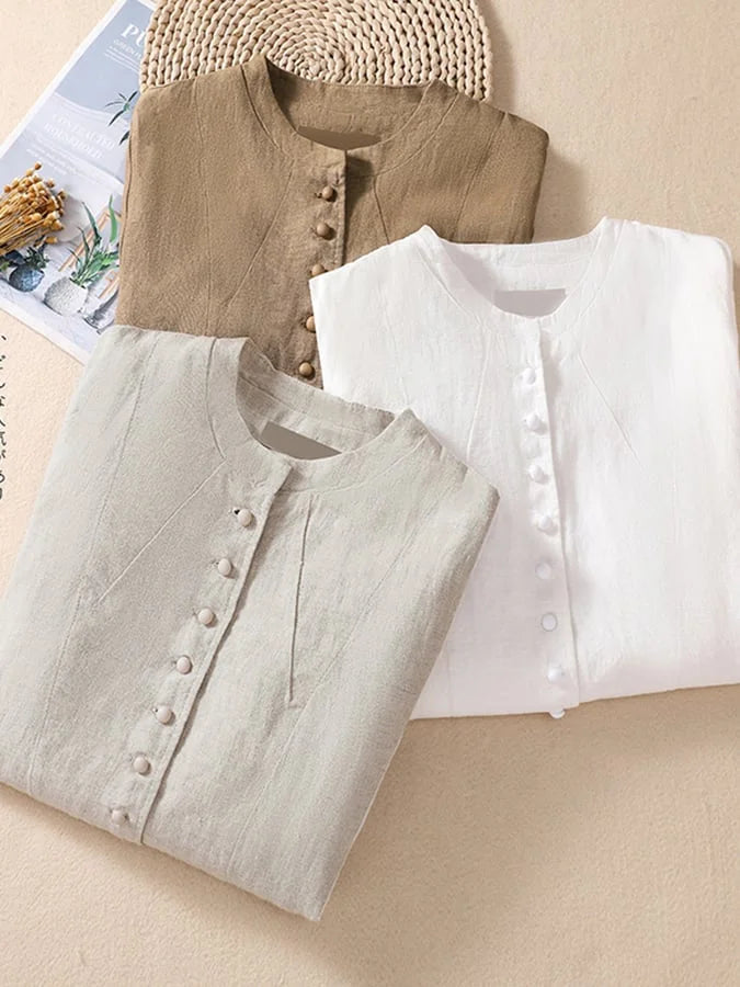 Bawełniany cienki luźny garnitur z mandarynkowym kołnierzem