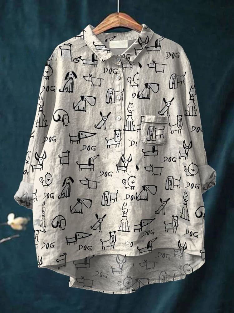 Kobieca Koszula z Uroczym Wzorem Psów