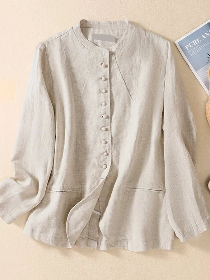 Bawełniany cienki luźny garnitur z mandarynkowym kołnierzem