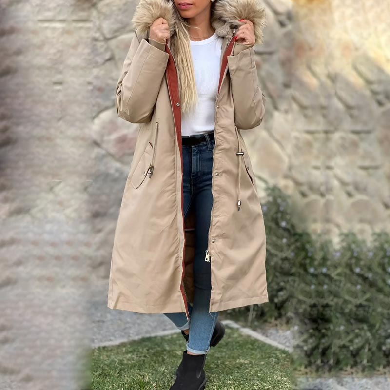 Frostra™ - Kurtka Zimowa Damska z Kapturem i Miękkim Kołnierzem