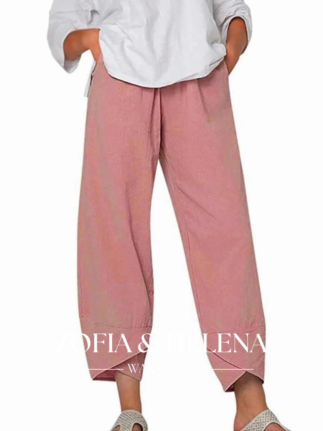 Damskie Luźne Eleganckie Proste Spodnie w Jednolitym Kolorze