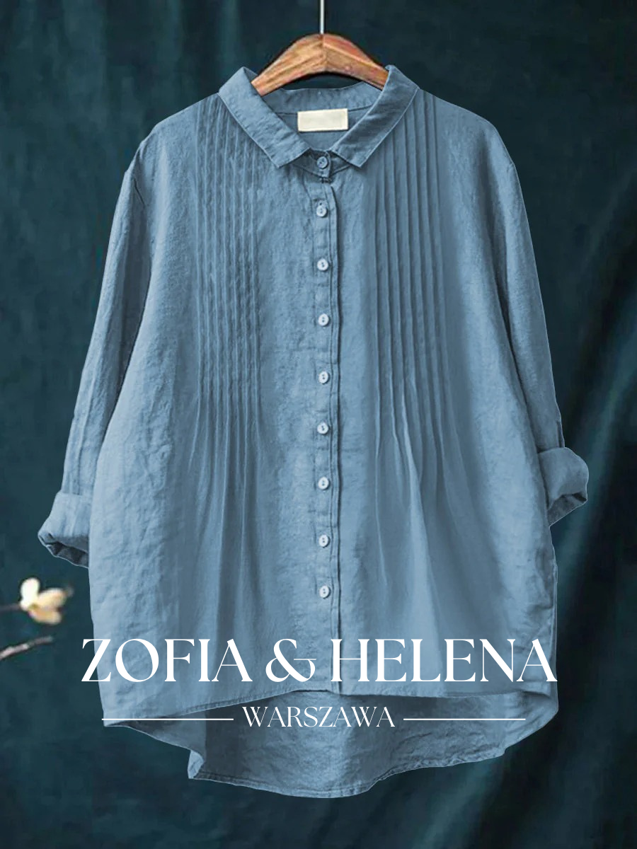 Koszula z bawełny i lnu jednokolorowa dla kobiet