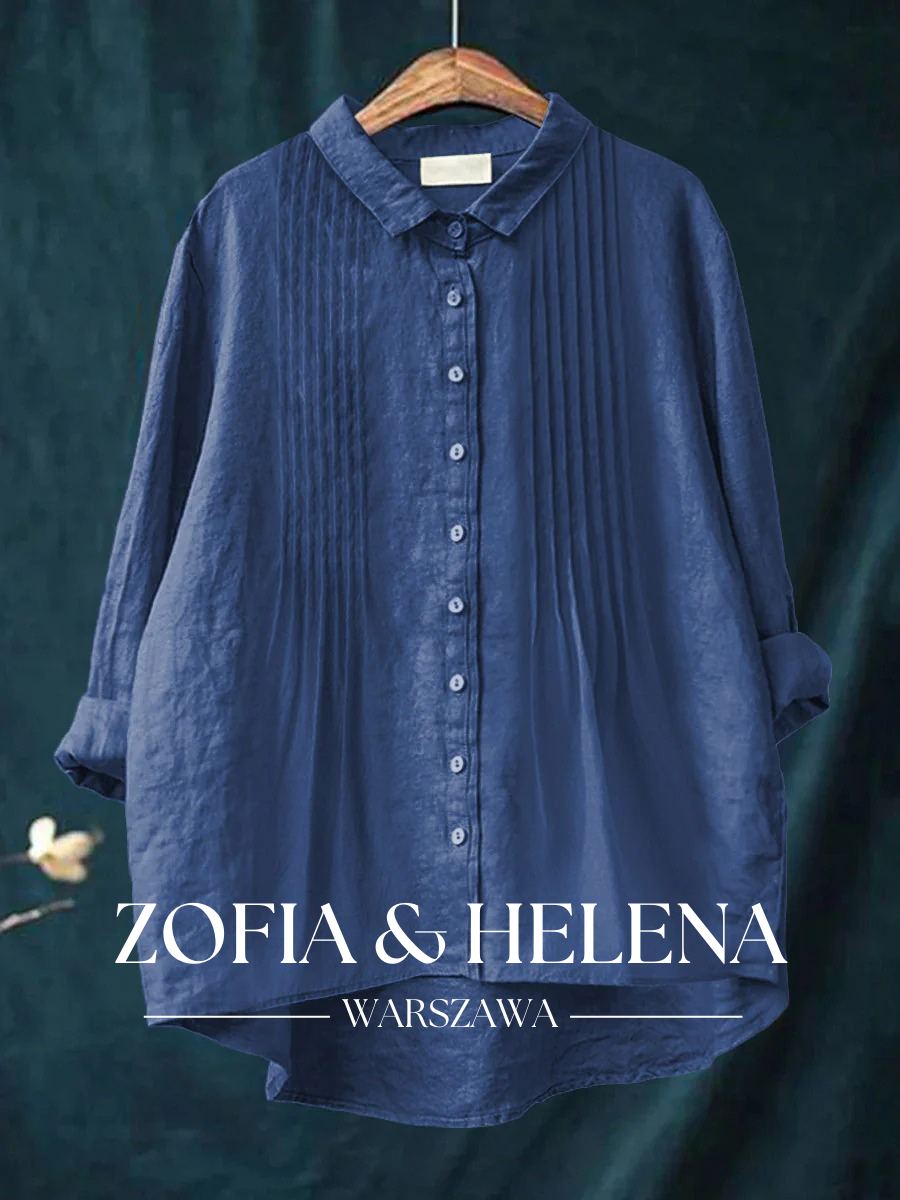 Koszula z bawełny i lnu jednokolorowa dla kobiet