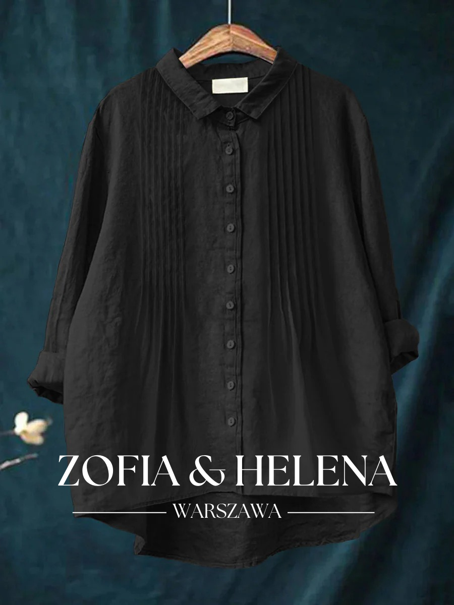 Koszula z bawełny i lnu jednokolorowa dla kobiet