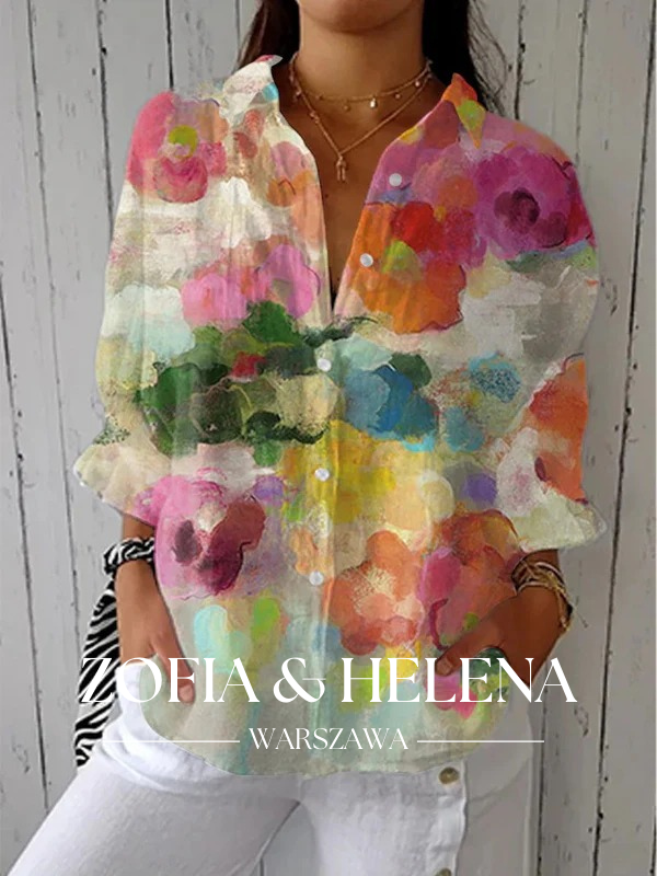 Koszulka damska w stylu vintage z kwiatowym nadrukiem