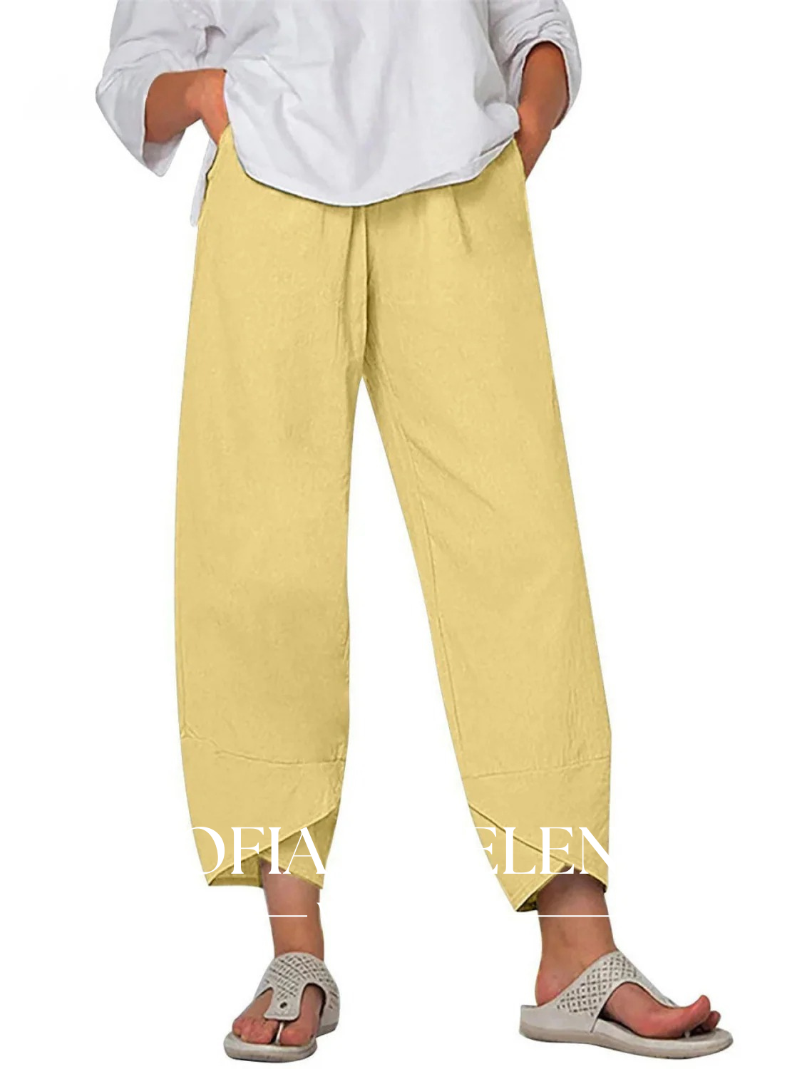 Damskie Luźne Eleganckie Proste Spodnie w Jednolitym Kolorze