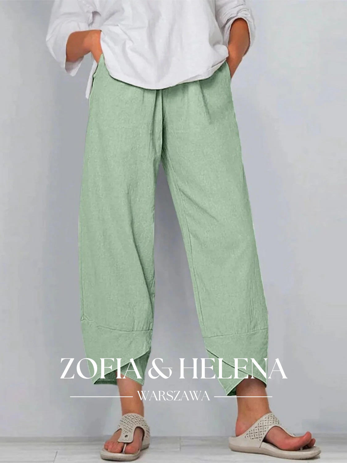 Damskie Luźne Eleganckie Proste Spodnie w Jednolitym Kolorze