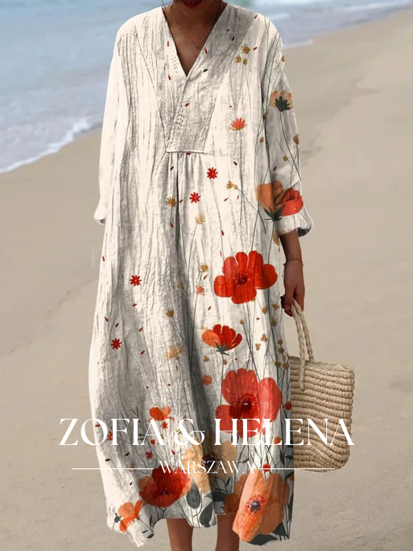 Kobiecą Sukienka z Pięknym Kwiatowym Wzorem