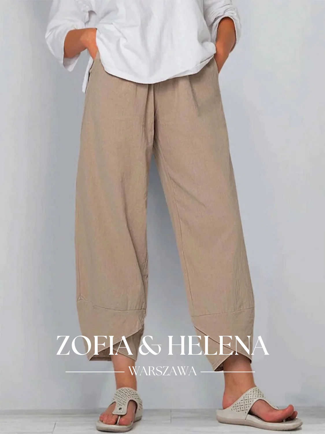 Damskie Luźne Eleganckie Proste Spodnie w Jednolitym Kolorze