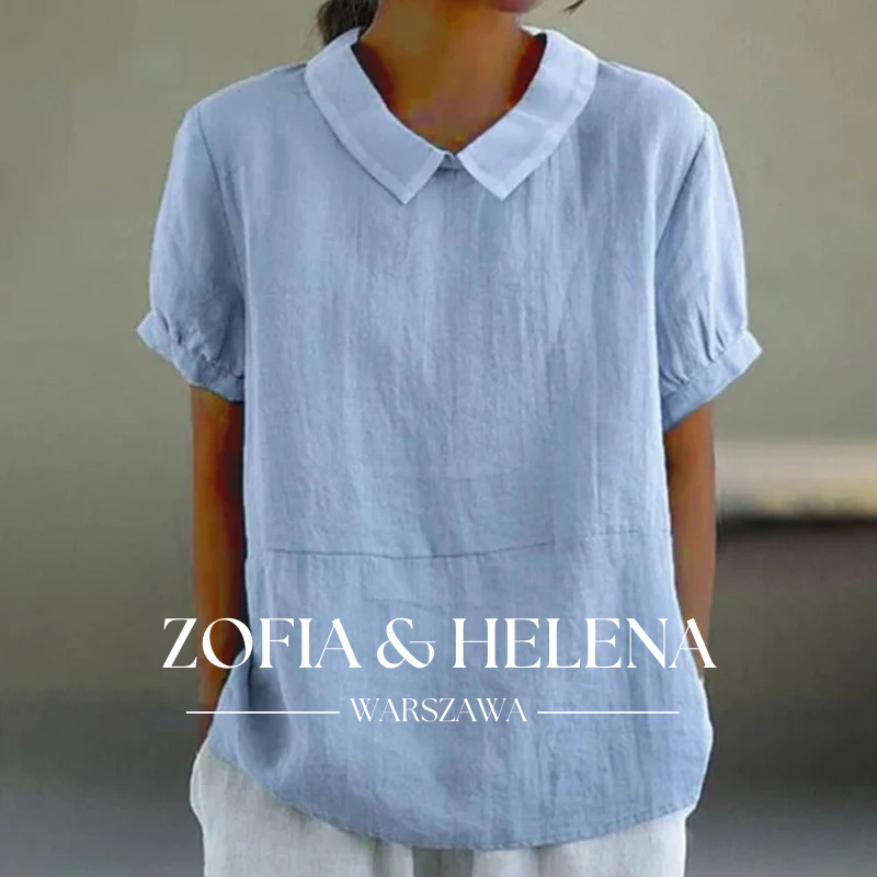 Niebieski Gładki T-shirt z Krótkim Rękawem i Okrągłym Dekoltem