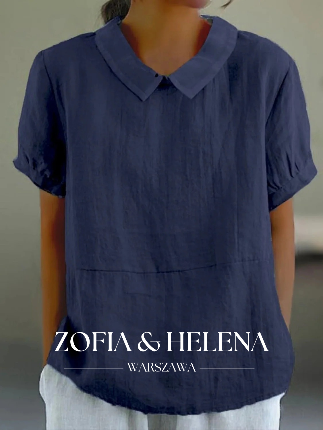 Niebieski Gładki T-shirt z Krótkim Rękawem i Okrągłym Dekoltem