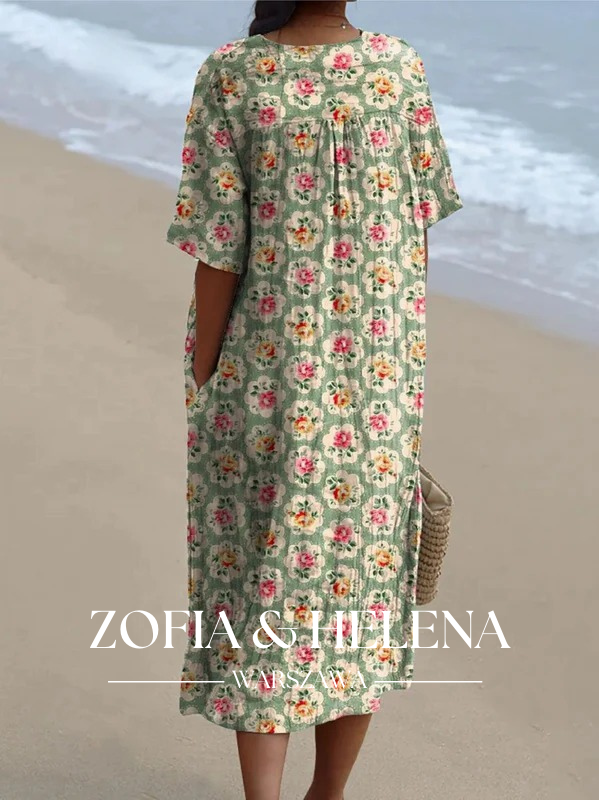 Kobieca Vintage Kwiatowa Sukienka Casual