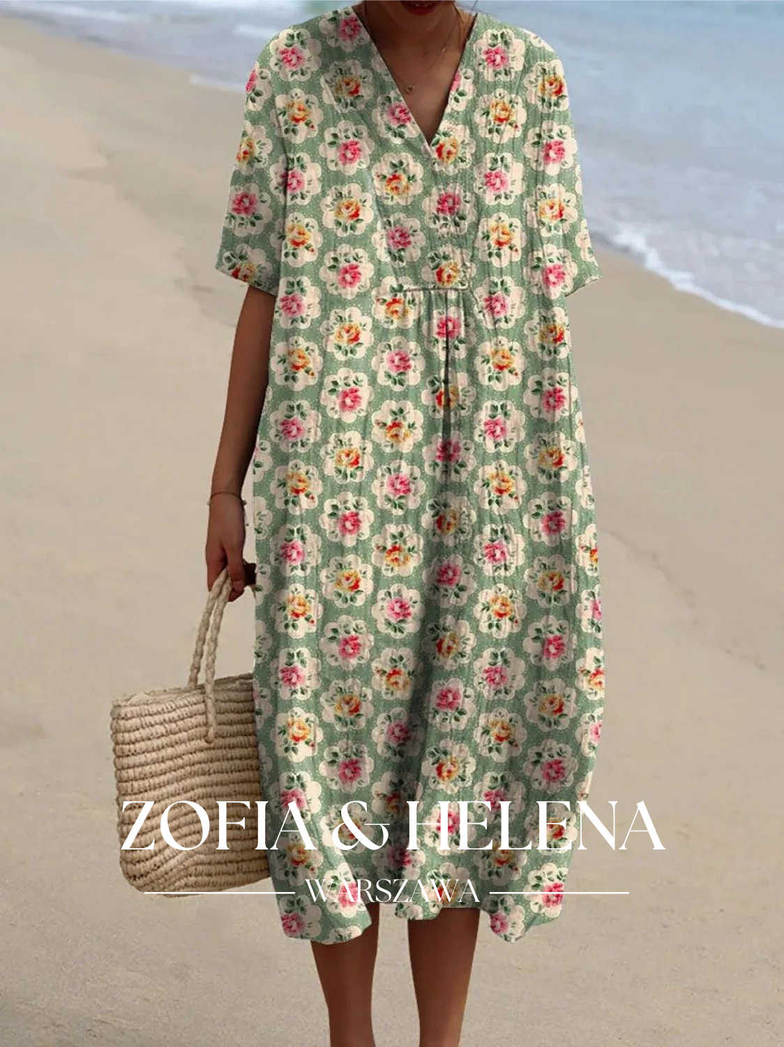 Kobieca Vintage Kwiatowa Sukienka Casual