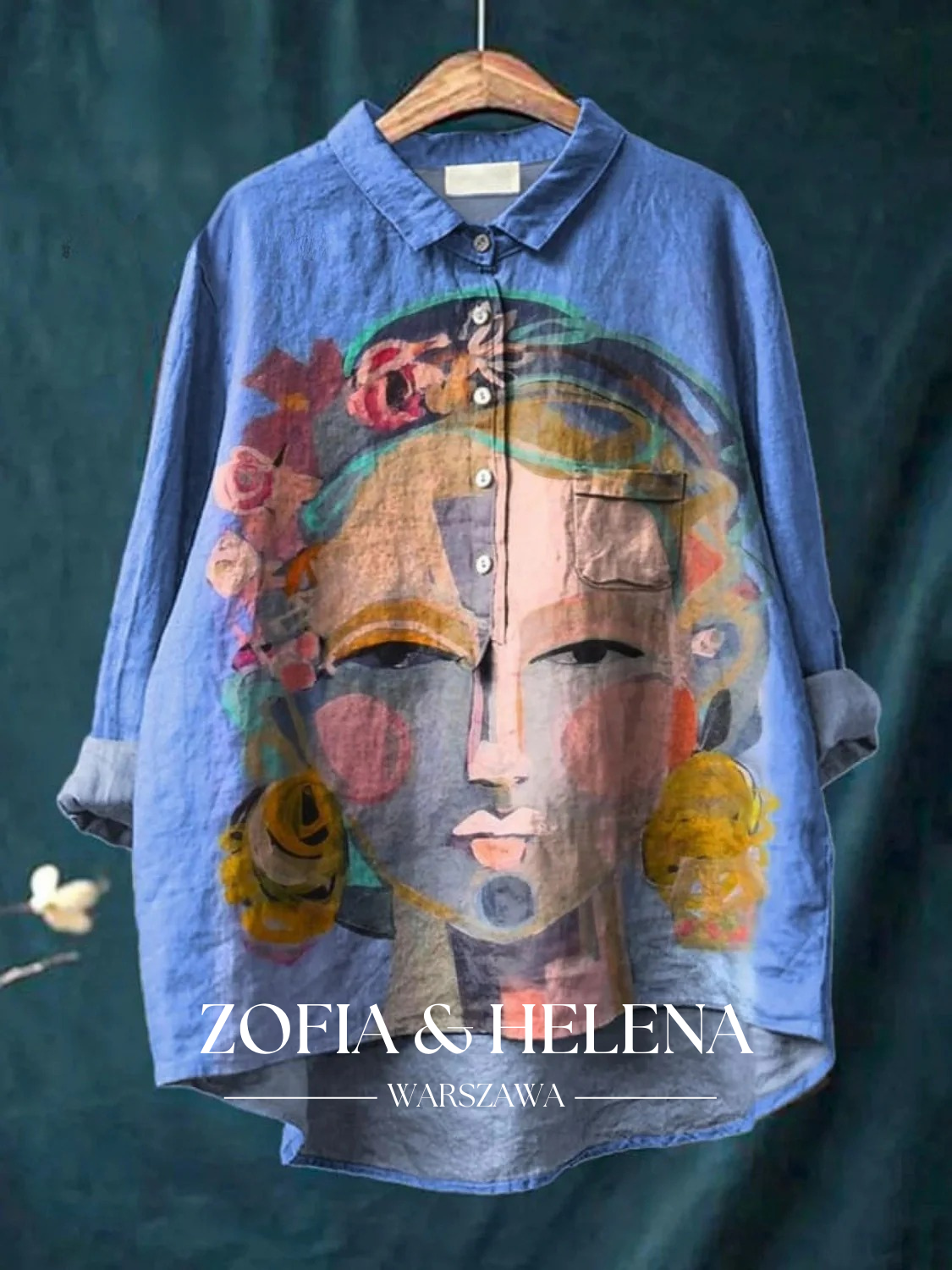 Obraz olejny Freda Portret Sztuka Drukowana Koszula Casual dla Kobiet