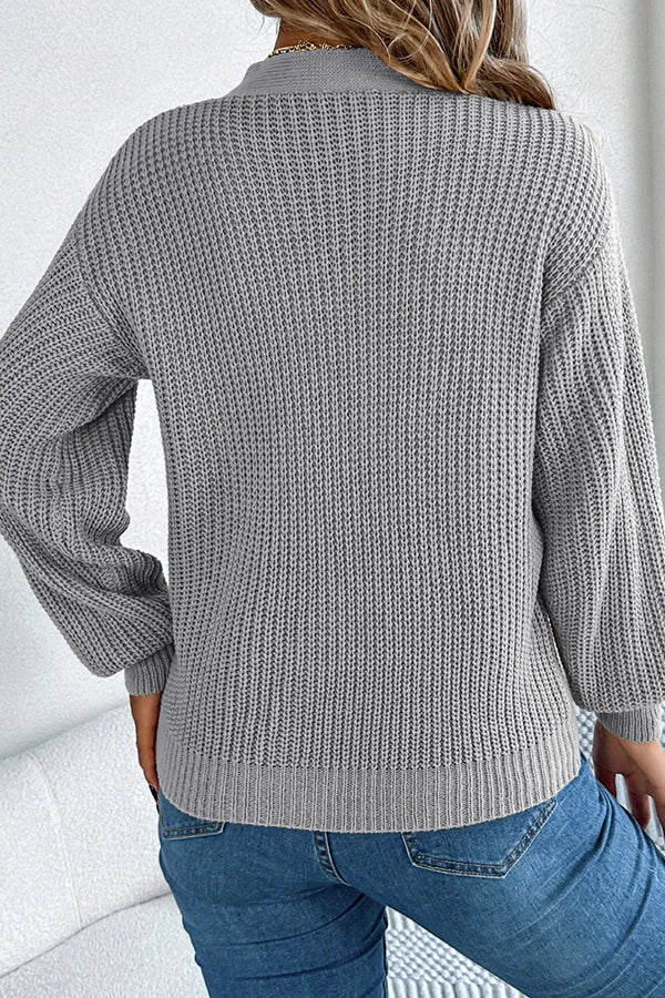 Casual Hollow V-neck Długi rękaw Dzianinowy Sweter