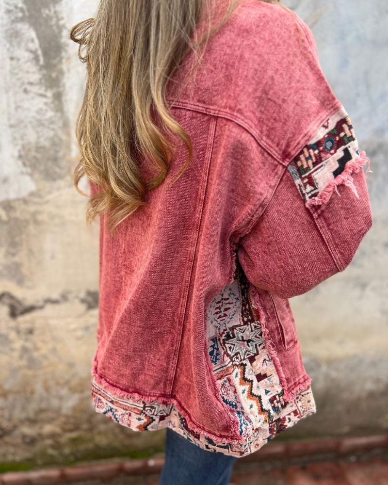 EVA - Kurtka Casual z Denimu w Stylu Patchwork