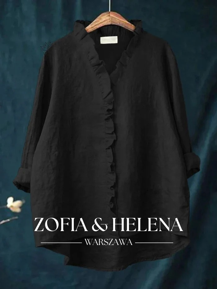 Koszula z falbanami z bawełny i lnu dla kobiet