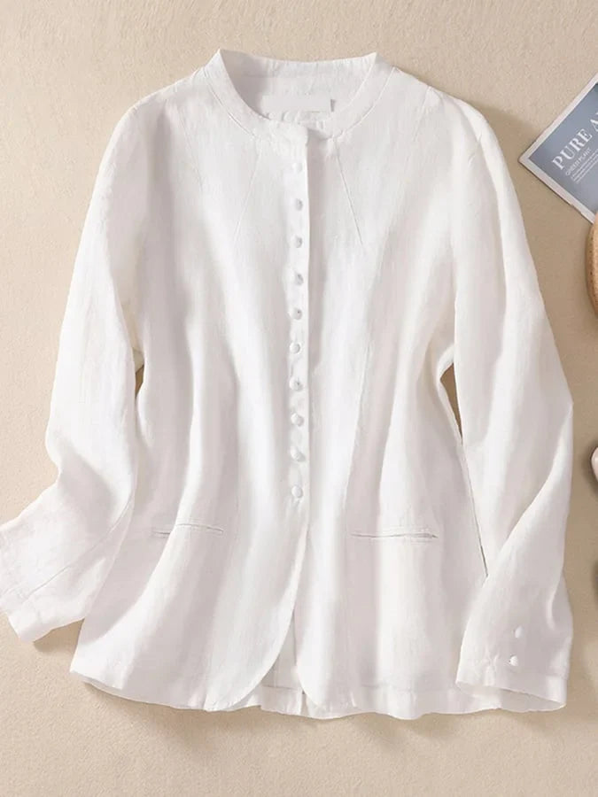 Bawełniany cienki luźny garnitur z mandarynkowym kołnierzem