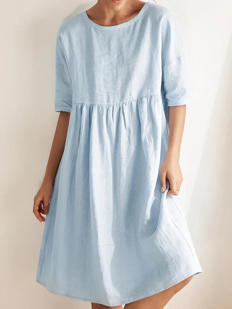 Kobieca lniana sukienka midi A-line Valencia