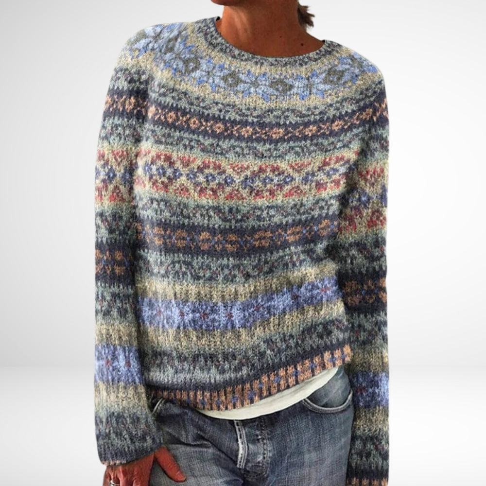 Kopenhaga | Retro Jesienny Sweter z Nadrukiem