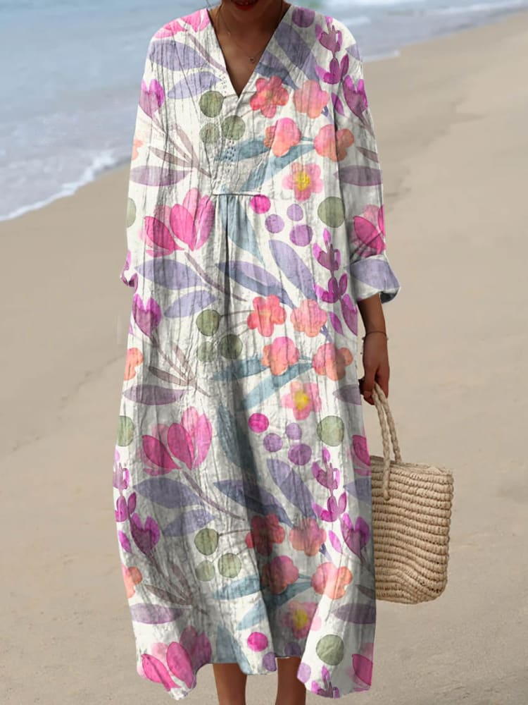 Kobiecą Sukienka z Pięknym Kwiatowym Wzorem