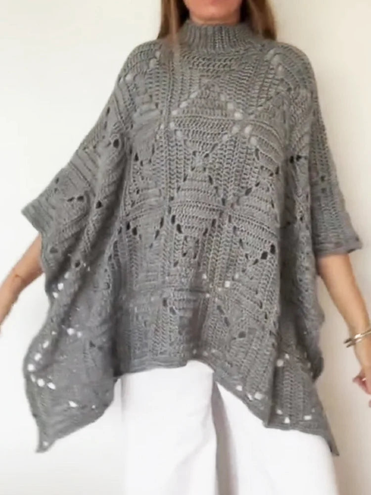 Damski sweter dzianinowy z rękawem nietoperza