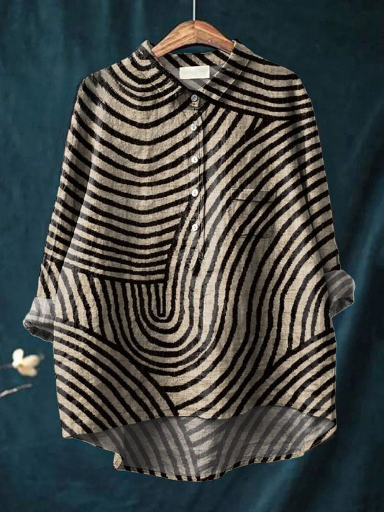 Koszula lniana z okrągłym wzorem